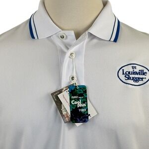 Louisville Slugger Mens White CoolPlus Fiber Polo Shirt‎ Sz M Baseball
